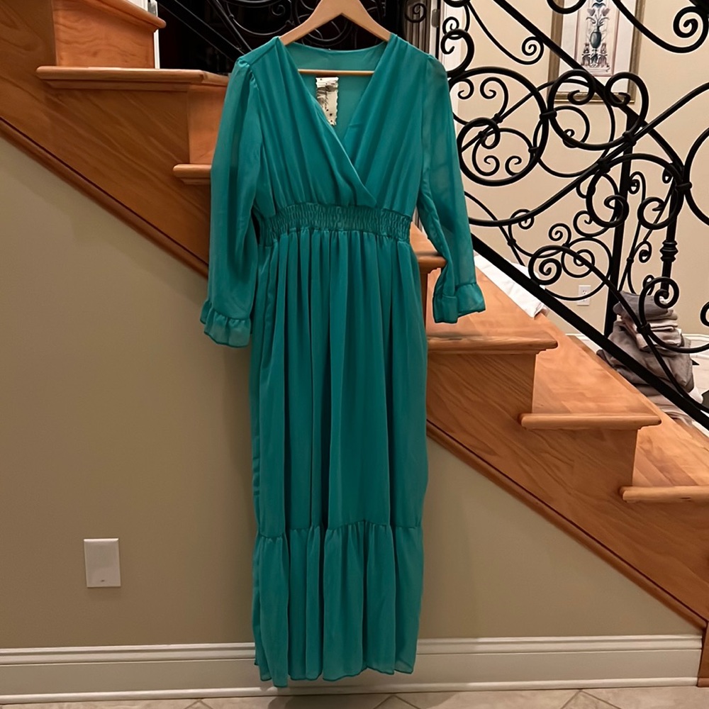 Beidifan Maxi Green Dress Size Large Green New With Tags
